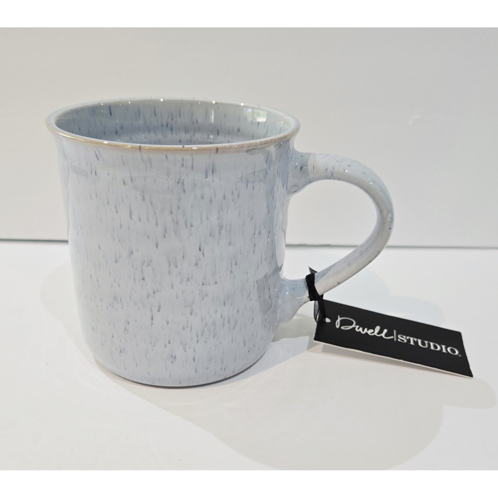 Dwell Studio Ceramic Coffee Mug Blue Speckled Ridged Inside New!